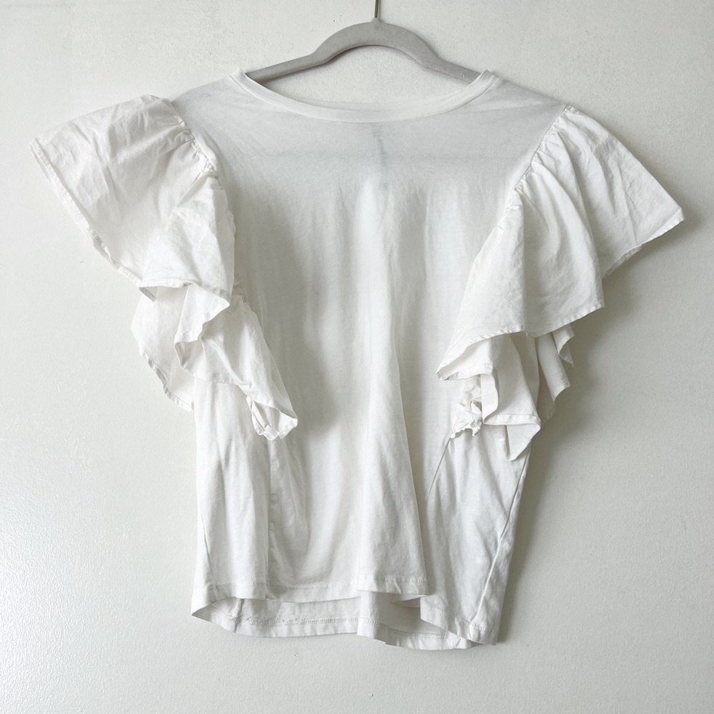 White ruffle tee